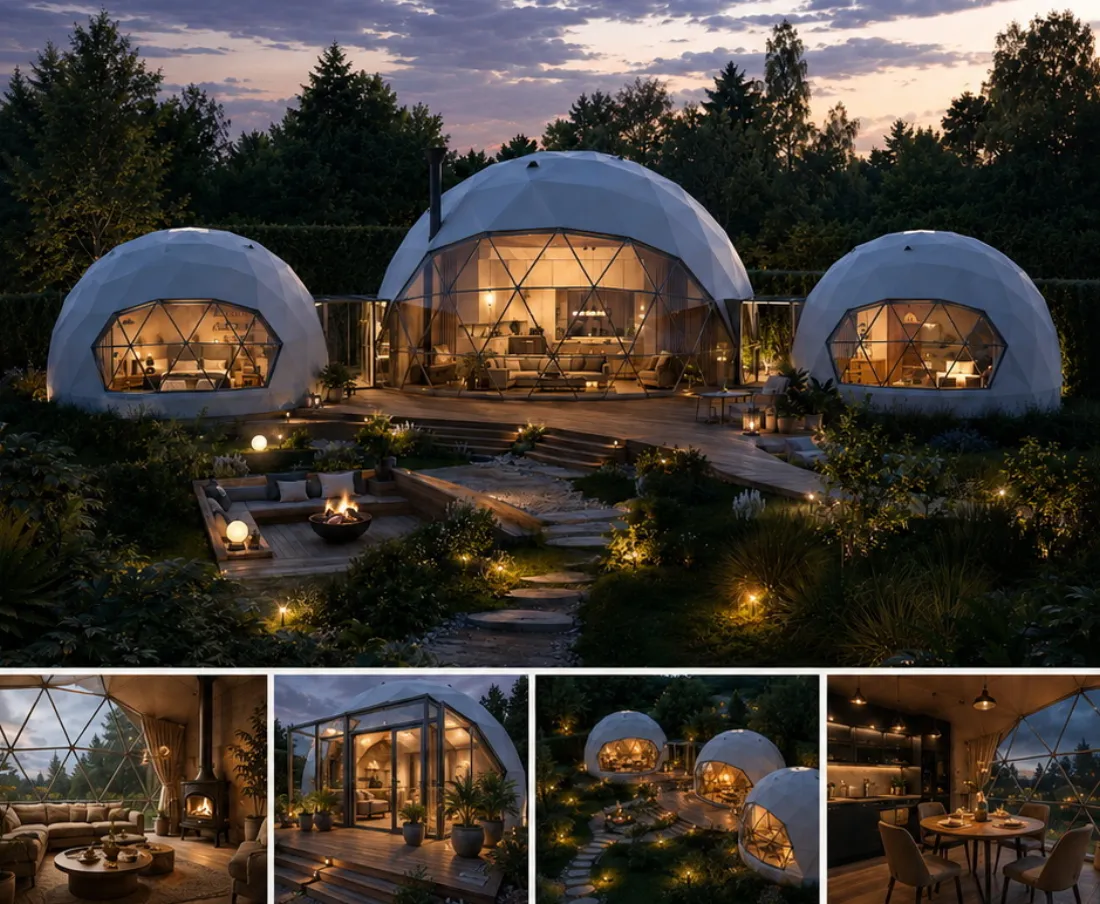 Glamping kupolo medžiagų ir komforto sprendinių kryptis
